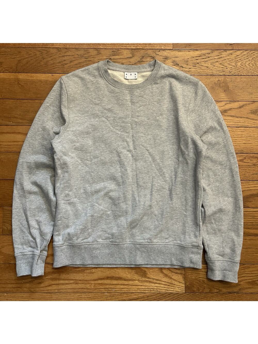 Asket French Terry Basic Grey Pullover Sweatshirt Men’s Small